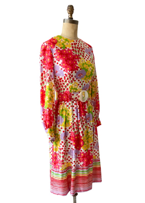 Vintage 1960s 1970s Joan Leslie Print Dress - image 4