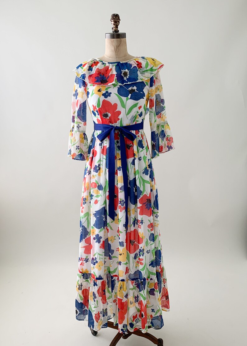 Vintage 1970s Floral Maxi Dress image 2