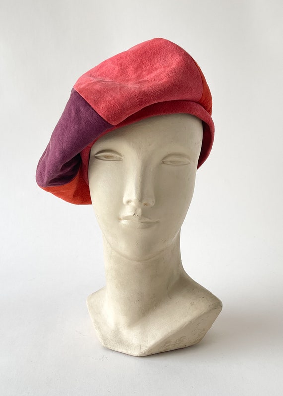 Vintage 1960s Hat | 60s MOD Suede Beret Hat - image 4