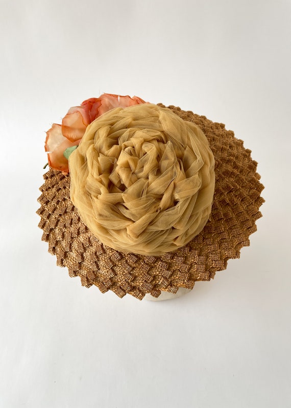 Vintage 1950s Straw and Tulle Hat - image 6