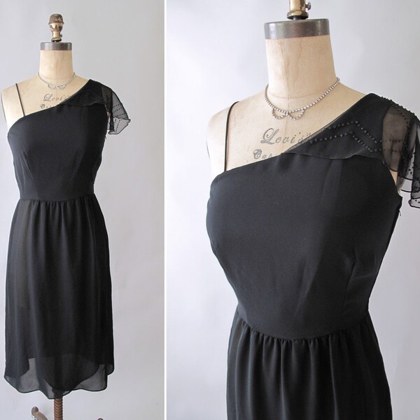 Vintage 1970s Dress : Black Disco Dress