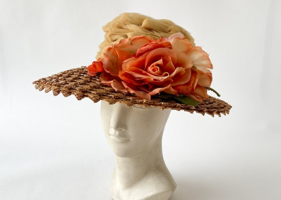Vintage 1950s Straw and Tulle Hat - image 5