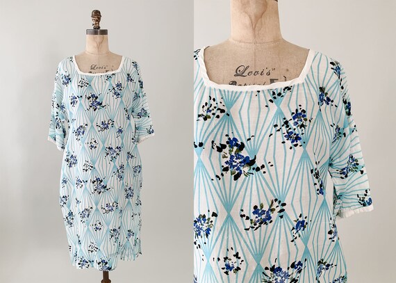 1980s Silk Floral Tunic Dress