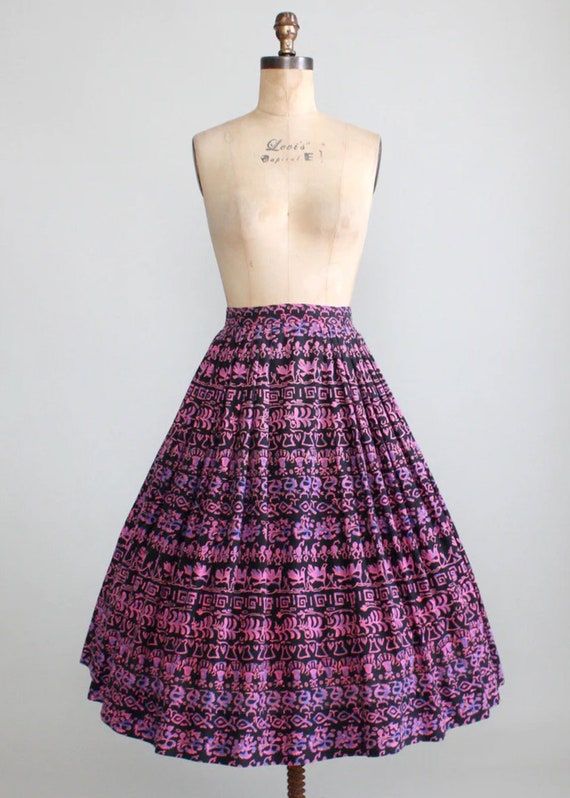 Vintage 1950s Skirt | 50s Peck & Peck Symbols Ful… - image 1