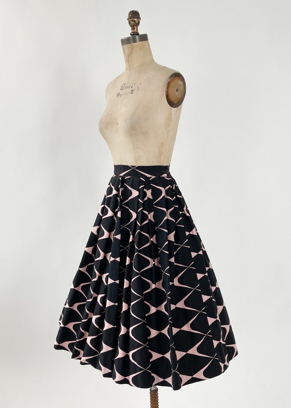 Vintage 1950s Skirt | 50s Atomic Print Full Skirt - image 3