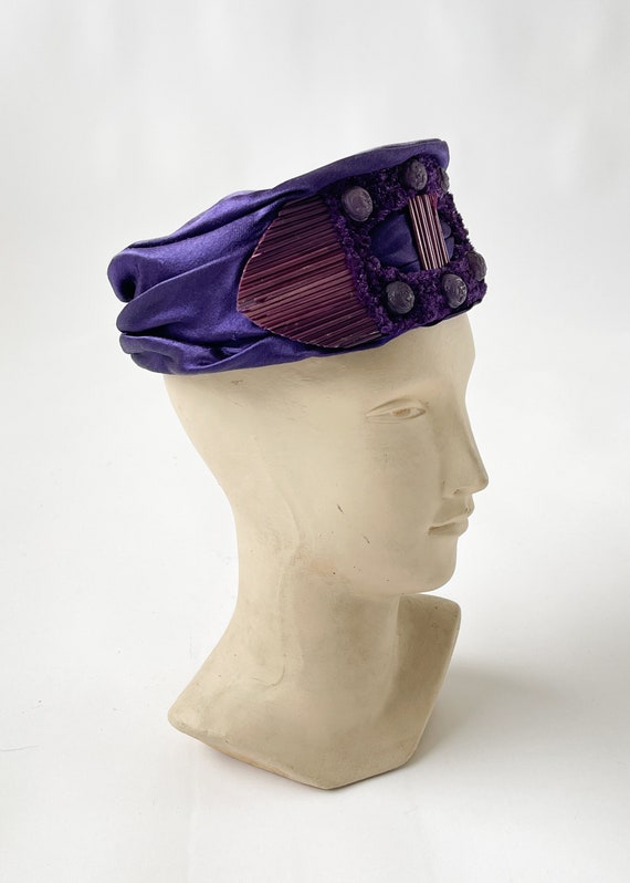 Vintage Edwardian Hat | Antique 1910s Purple Silk… - image 5