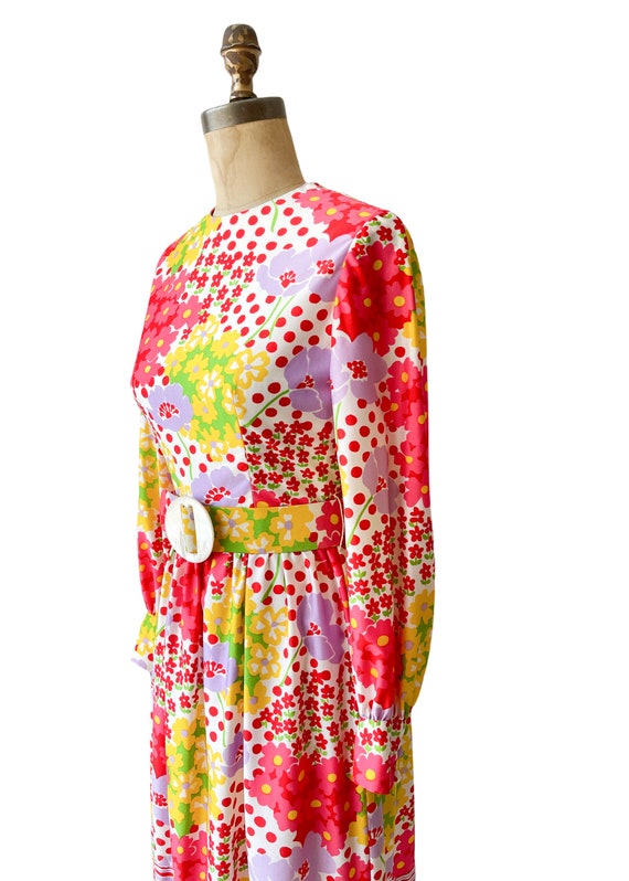 Vintage 1960s 1970s Joan Leslie Print Dress - image 3