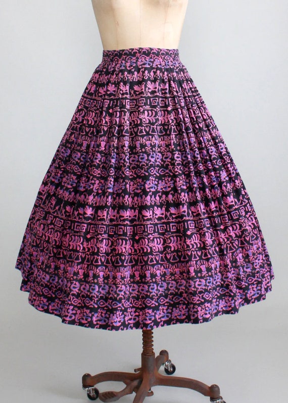 Vintage 1950s Skirt | 50s Peck & Peck Symbols Ful… - image 2