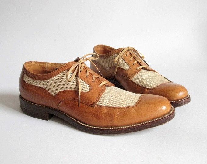 Vintage 1950s Mens Leather and Mesh Swing Shoes Etsy