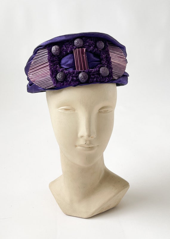 Vintage Edwardian Hat | Antique 1910s Purple Silk… - image 2