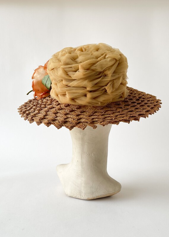 Vintage 1950s Straw and Tulle Hat - image 8