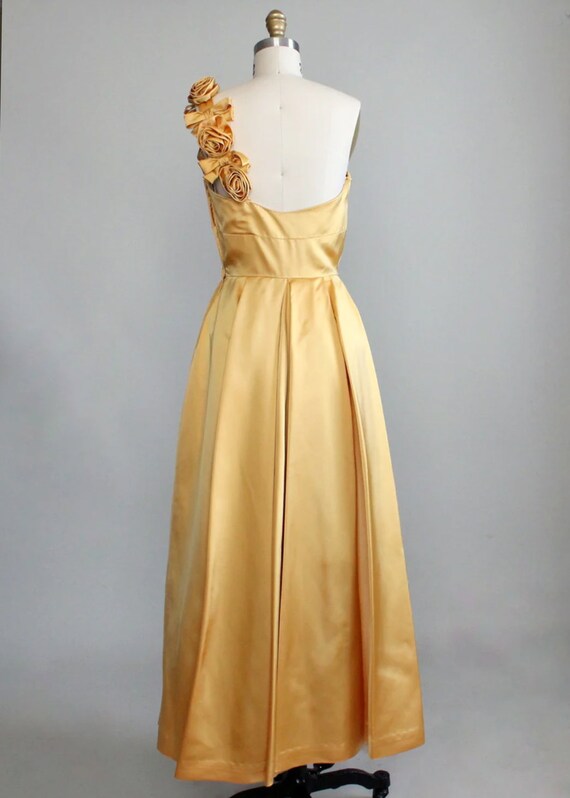 Vintage Golden Halter Dress Design A-line Satin Ruffled Hem Party Dress Homecoming Dress, DP5835