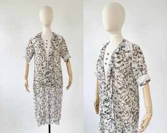 Vintage 1920s Dress | 20s Floral Cotton Day Dress