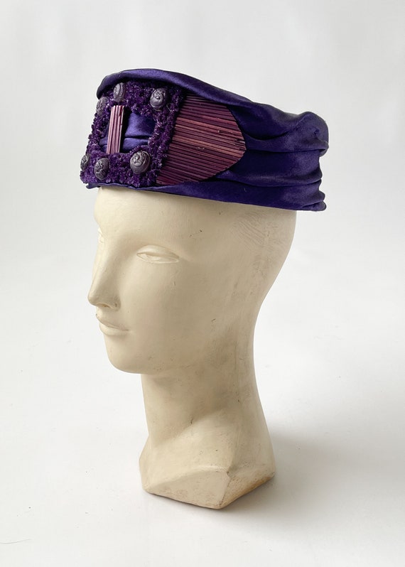 Vintage Edwardian Hat | Antique 1910s Purple Silk… - image 3