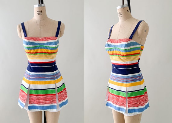 1960s Gabar Striped Cotton Playsuit