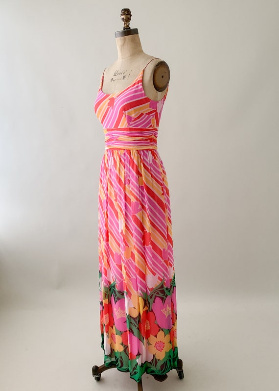 Vintage 1970s Chiffon Maxi Dress and Jacket - image 3