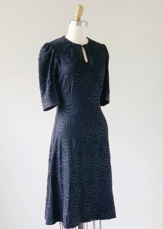 Vintage 1930s Dress | 30s Soutache Crepe Dress - image 4