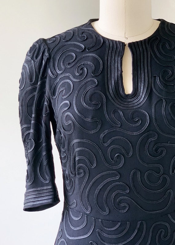 Vintage 1930s Dress | 30s Soutache Crepe Dress - image 8