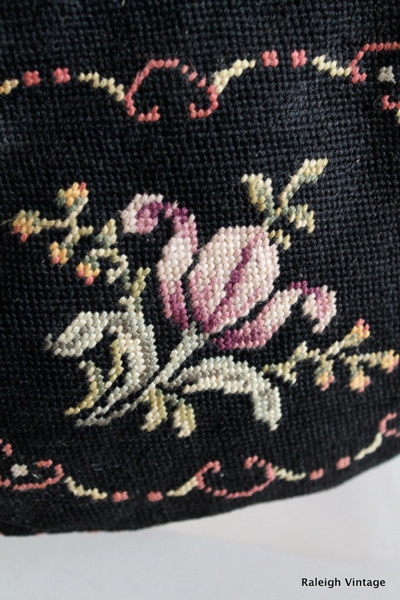 Vintage 1930s Purse : 30s 40s Floral Petit Point … - image 4