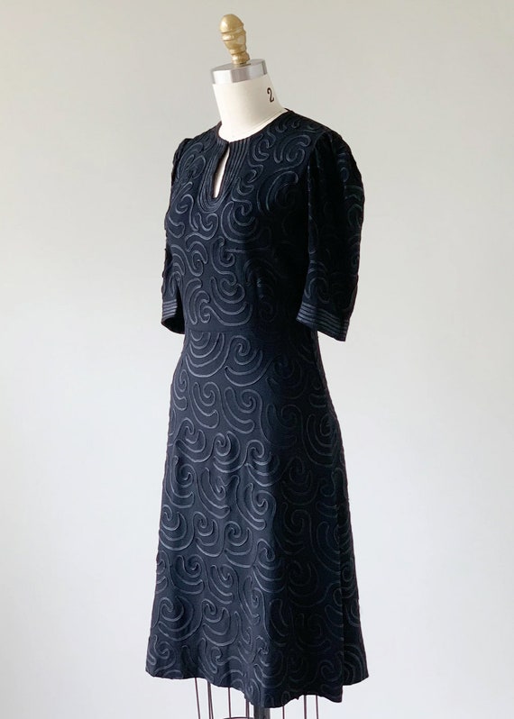 Vintage 1930s Dress | 30s Soutache Crepe Dress - image 5