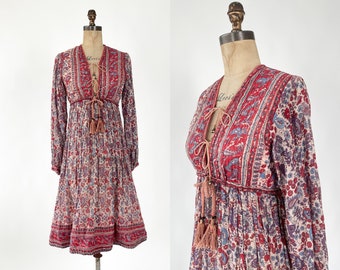 Vintage 1970s Dress | 70s Indian Cotton Dress