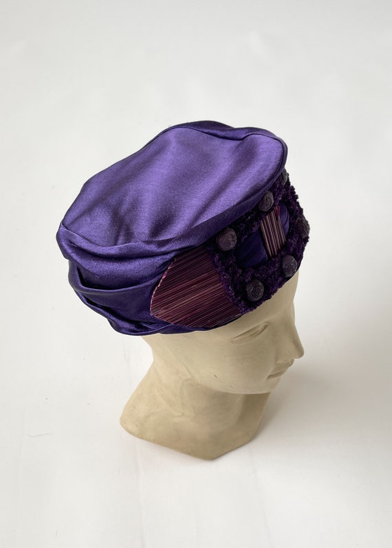 Vintage Edwardian Hat | Antique 1910s Purple Silk… - image 4