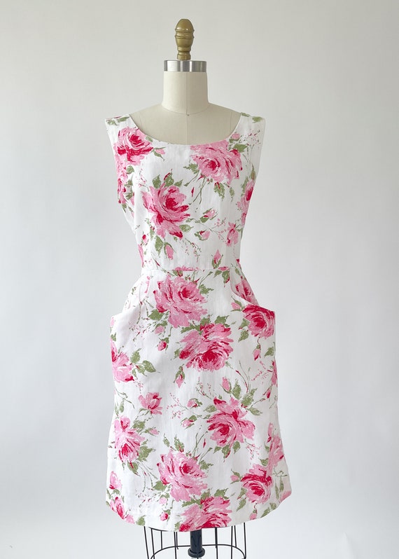 Vintage 1950s Rose Print Dress