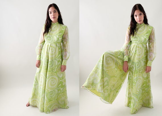Vintage 1960s Lime Swirl Jumpsuit