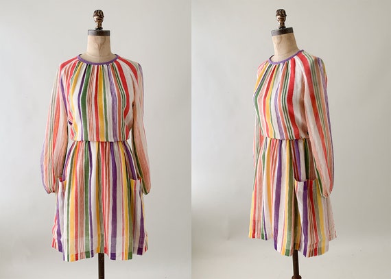 Vintage 1970s Striped Mini Dress