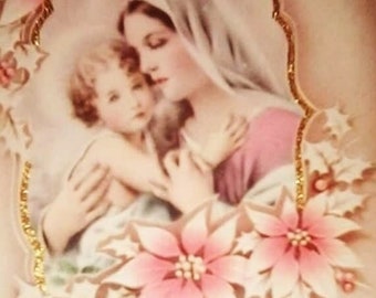 Vintage Christmas Cards 1940's Madonna Baby Jesus