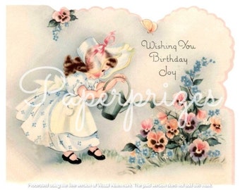 Little Girl in a Garden Vintage Image Digital Download