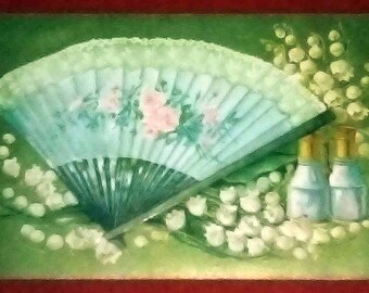 Vintage Postcard Pretty Fan Roses Antique Ephemera