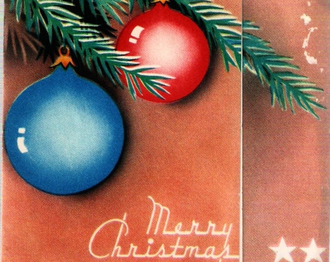 Vintage Christmas Scrap Card Tree Ornaments Pine Branches Etsy