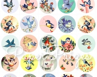 Pretty Bluebirds Sheet Vintage Images Digital Download