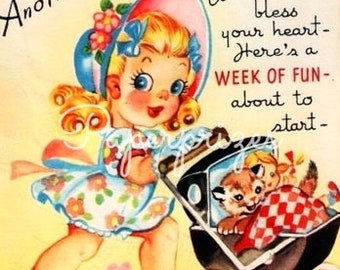 Little Girl Doll Buggy Vintage Image Digital Download Print