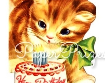 Kitten and Cake Vintage Image Download