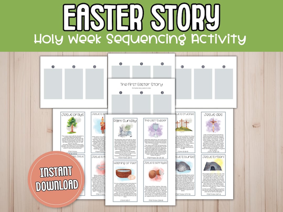 Holy Week Timeline Activity, Christian Easter Story Sequencing Cards ...