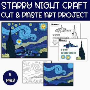 Projet artisanal de nuit étoilée | Art découpé/collé pour la maternelle (téléchargement numérique)