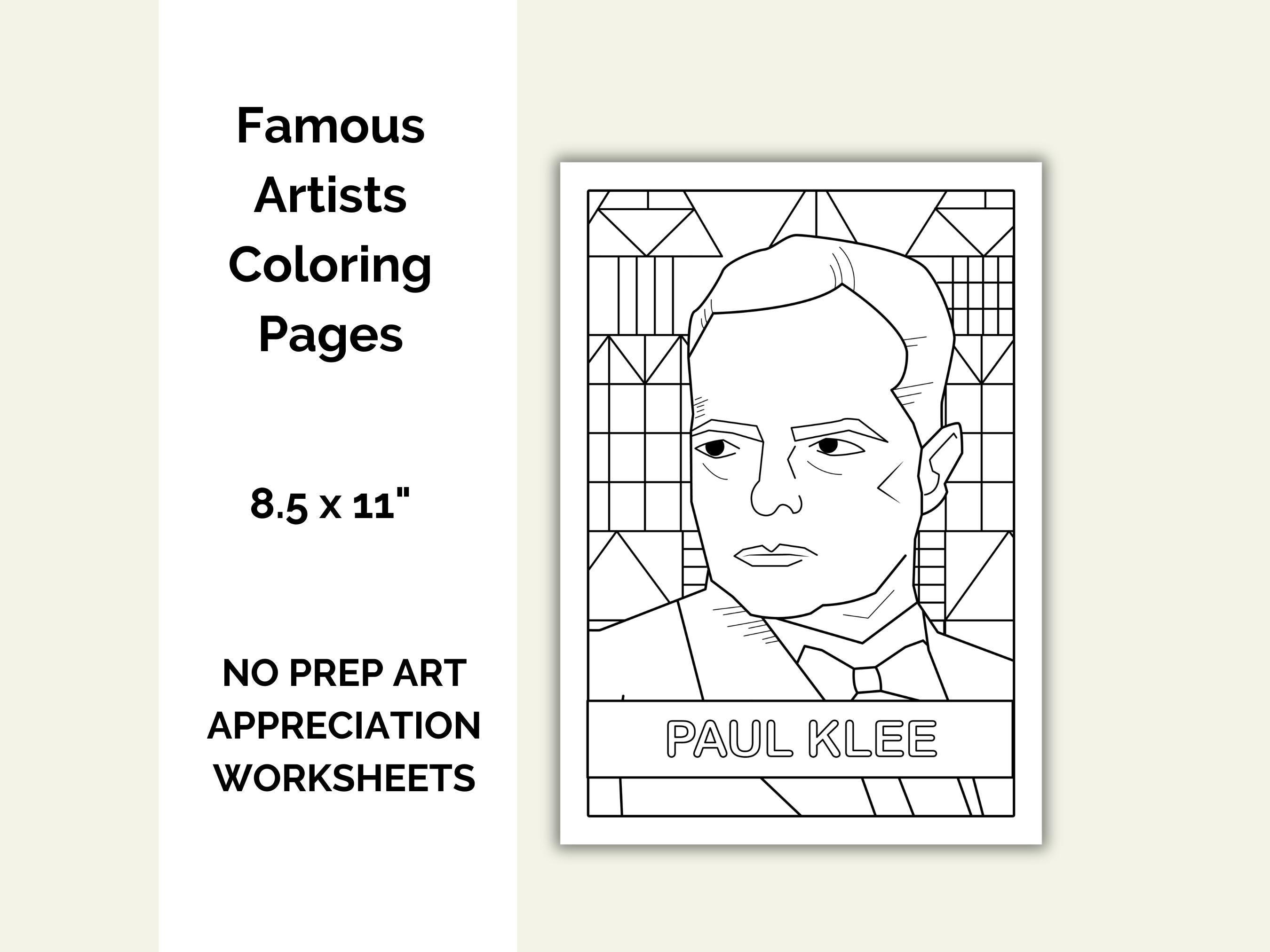 Famous Artists Coloring Pages K-3 | Art History Printable Worksheets ...