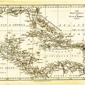 Golf von Amerika Karte bearbeiten | früher Golf von Mexiko | Vintage Stil Karte von 1781 | Sofortdownload | Landkarte und Poster