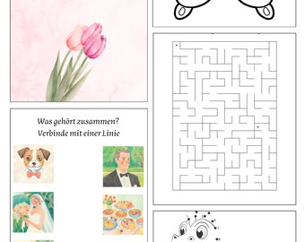 KINDERWERKGELEGENHEID | huwelijk | kleurboek | puzzelpagina's | getallenspellen | meer dan 24 pagina's | Activiteitenboek voor kinderen | geschenk