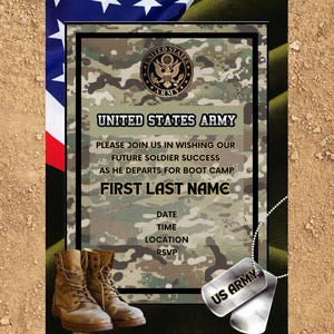Inbjudan till arméns träningsläger – Patriotisk militär design (digital inbjudan)