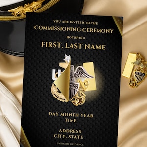 Navy Commissioning Invitation – Editable USN Ceremony Digital Invite – Officer Pinning Ceremony Printable Template