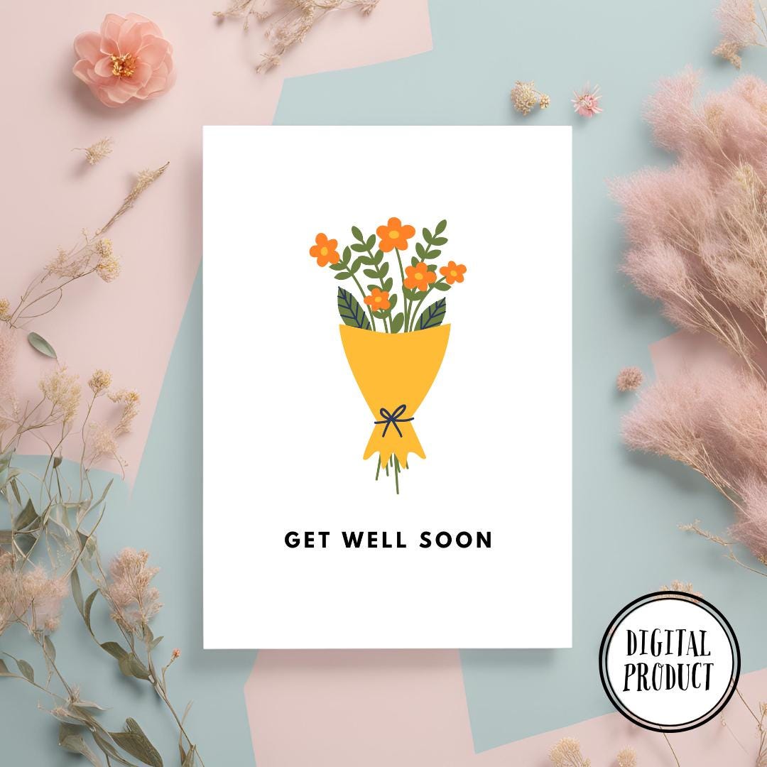 Cute Bouquet of Flowers Get Well Soon Card | Speedy Recovery | Unique ...