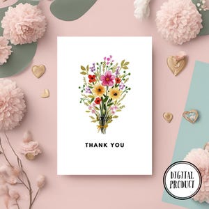Carte de remerciements pastel vif de bouquet de fleurs sauvages de Zazzle.be Liste d'envies Vous avez des idées ? Aquarelle | Cadeau personnalisé | Pour elle et pour lui