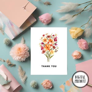 Carte de remerciements pastel vif de bouquet de fleurs sauvages de Zazzle.be Liste d'envies Vous avez des idées ? Aquarelle | Cadeau personnalisé | Pour elle et pour lui