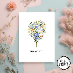 de remerciements bleu de bouquet de fleurs d'hortensia de Zazzle.be Liste d'envies Vous avez des idées ? Cadeau de remerciement | Fleurs pastel aquarelle uniques