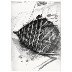 Carnatic Wreck ( bow), Egypt. Scuba Diving Map & Sketchbook – Master’s Edition Archival Print