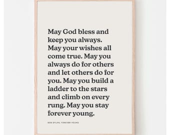 Forever Young Inspirational Typography Print | Neutral Nursery Wall Art (Digital Download)