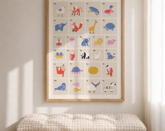 Animal Alphabet ABC Print | Scandinavian Nursery Wall Art (Digital Download)